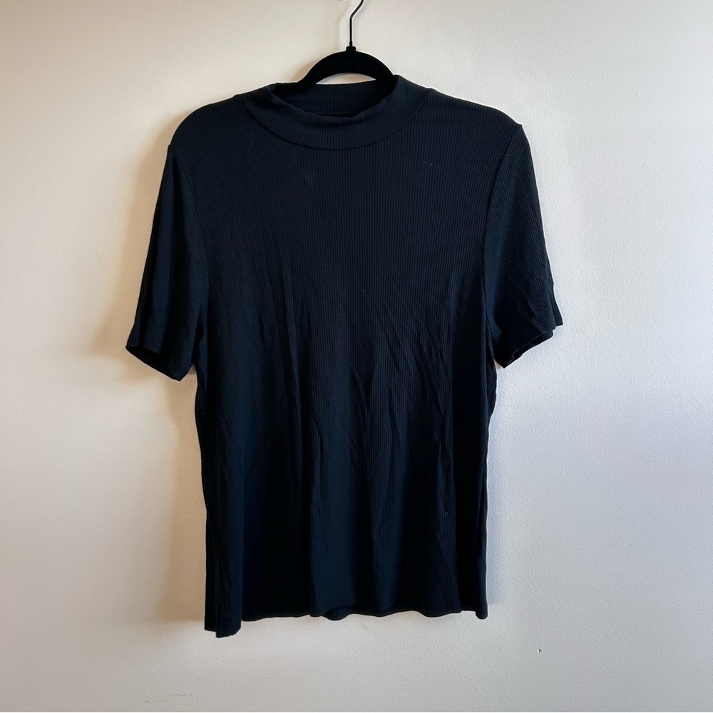 The Drop Classic Black Women's Shirt | XXL | ribbed, super soft | cute neckline